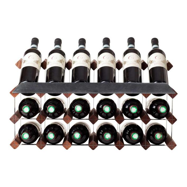 Mensolas med display - 18 flasker i mørkbejset fyrretræ